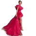 Women's Clothing Solid Color One Shoulder Mesh Elegant Slim Pleated Short Birthday Party Evening Dress_ecoleips.com