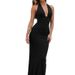 European And American Style Women's Solid Color Backless Halter Neck Sleeveless Sexy Party Night Summer Dress_ecoleips.com