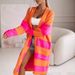 Women's Clothing Cardigan Loose Contrast Color Long Cardigan Knitted Sweater Cross Border Sweater_ecoleips.com