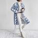 Women's Autumn/Winter Flap Pocket Plaid Coat Thick Mid-Length Outerwear Blue And White Checkered Design_ecoleips.com