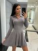 Aria Basics Aria Basics 2024 European And American Foreign Trade Autumn New Style Solid Color Waist-Cinching Long-Sleeve_ecoleips.com