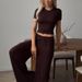 Aria Basics 2026 Russian Cross-border Hot-selling Women's Clothing: Knitted Short-sleeve T-shirt And Long Pants Two-piece Casual_ecoleips.com