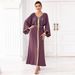New Spinach Root Color Hand Sewn Diamond Women's Wear New Sleeve Dress_ecoleips.com