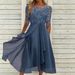 Women's Chiffon Lace Hollow Out Maxi Dress – Elegant Bridesmaid Evening Party Gown_ecoleips.com