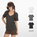 Women's Slim-Fit V-Neck Basic Tee Stretch Cotton Top Versatile Casual Style_ecoleips.com