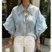 Women's Clothing Casual Blouse High End Rhinestone Embellished Slimming Trendy Top_ecoleips.com