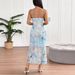 AD185 Cross-border Pure Desire Waist-Cinching Mesh Printed Strapless Backless Spring/Summer Lightweight Bodycon_ecoleips.com