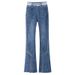 High-waisted Denim Micro-pull Pants Women's Spring 2025 New Fashion Fringed Polished Pants, Thin And High Flared Pants_ecoleips.com