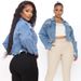 Women's Clothing Ripped Denim Short Top New Worn Fashion Jacket Washed Long Sleeved Lapel Denim Jacket_ecoleips.com