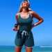 Women's One Piece Swimsuit Solid Color Sporty Conservative Cross Design New Style Hot Selling Bikini_ecoleips.com