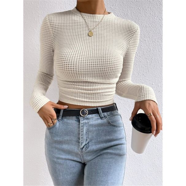Wholesale Of Long-Sleeved Checkered Round Women's T-Shirts And Pleated Tops For Autumn And Winter Fashion, Slimming And_ecoleips.com