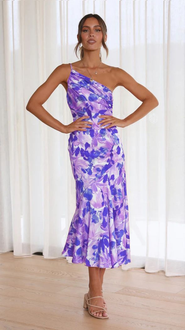Women's Clothing Temperament Oblique Collar Suspenders Fishtail Print Dress_ecoleips.com
