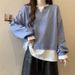 Foreign Trade European American Style Color-blocking Two-piece Sweatshirt, Long-sleeved, Loose-fitting, Thin,_ecoleips.com