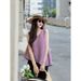 Elegant Women's Pleated Sleeveless Top Unique Design Round Neck T-Shirt Solid Color Fashion Irregular Fit_ecoleips.com