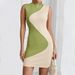 Voya 2026 New European And American Cross-Border Sexy Hot Girl Ribbed Design Color-Block Patchwork Slim Fit Bodycon Dress_ecoleips.com