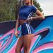 Women's Clothing Short Sleeve Round Neck Shorts Set One Piece_ecoleips.com