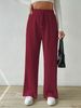 Suitable For All Seasons 2024 New Style Knotted Textured Knit Wide-Leg Pants Elastic High Waist Solid Color Casual Loose Straight-Leg Women's_ecoleips.com