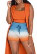 Women's Clothing Windbreaker Suspenders Printed Gradient Contrast Color Jacket Shorts Three Piece Suit_ecoleips.com