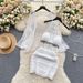 Women's 3-Piece Beach Outfit - Retro Crochet Halter Vest + Lace Cardigan + Skirt Set, Holiday Vacation Suit_ecoleips.com