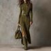 New Retro Modern Stand Collar Zipper High Slit Waist Cinching Elegant Socialite Dress For Women From Europe And America_ecoleips.com