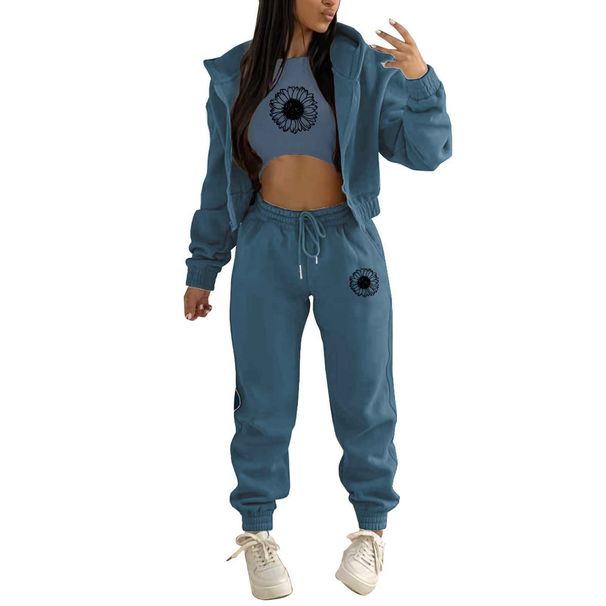 Women's Plus Size Velvet Sweatshirt Set With Letter Print Hooded Sports Leisure Three Piece Outfit_ecoleips.com