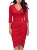 New European And American Three Quarter Sleeve V Neck Office Dinner Party Dress Women's Clothing_ecoleips.com
