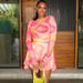 Sexy Style Slightly Transparent Fashion Printed High Neck Short Skirt Trendy Two-Piece Set Casual Comfortable Women's_ecoleips.com