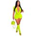 Women's Slim Waist Bodycon Jumpsuit Deep V Solid Color Sexy Party Clothing European And American Style Spring/Summer Short Rompers_ecoleips.com