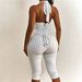 Elegant Halter Neck Jumpsuit Polka Dot Print Boned Waist Zip Detail Y2K-Inspired Wide-Leg Pants Two-Piece Look Women's Set_ecoleips.com