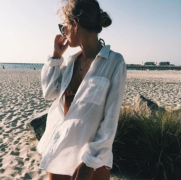 Women's Clothing Wrinkled Fabric Shirt Beach Sun Protection Casual Vacation Outerwear_ecoleips.com