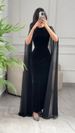 Women's Clothing Autumn And Winter New Women's Clothing Velvet Hip Wrapped Cape Dress_ecoleips.com