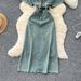 Women's Clothing Design Niche Lapel Short Sleeves Single Breasted Waist Slim Denim Dress Women's Summer Slim Long Skirt_ecoleips.com