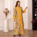 Muslim Ladies Robe Round Neck Home Dress Long Sleeve Floral Hot Diamond Beading Abaya Dress_ecoleips.com