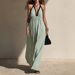Women's American Style V Neck Halter Sleeveless Long Dress High Waist Casual Loose Color Block Backless Gown For Vacation_ecoleips.com