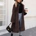 Women's Faux Fox Fur Coat – Long Winter Coat With Luxe Faux Fur (Dark Brown, S-XXXL)_ecoleips.com