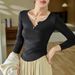 2025 #High Quality # Modal Cotton Button Half Open Collar T-Shirt For Women's Long Sleeve 2025 Autumn New Collection Interior_ecoleips.com