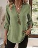 2025 Spring/Summer New Women's Casual Loose Plus Size V-Neck Solid Color Shirt_ecoleips.com
