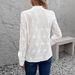 Women's Elegant V Neck Long Sleeve Shirt Semi Transparent Solid Color Button up Top Lace Texture Design All Seasons_ecoleips.com