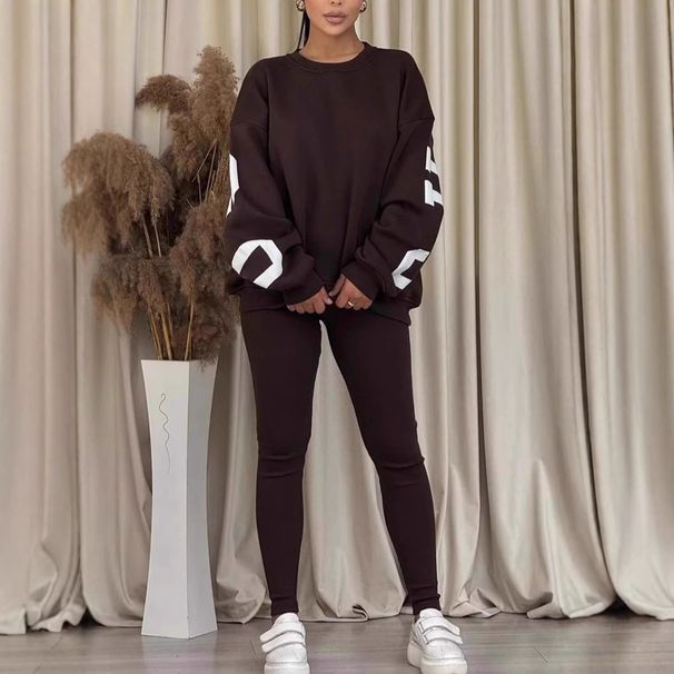 Women's Clothing Lounge Set – Long Sleeve Crewneck Top & Relaxed Pants (8 Colors, S-5XL) | Cozy Polyester Blend, Loose Fit For Home & Streetwear_ecoleips.com