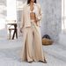 Women's Clothing Spring And Summer Leisure Vacation Style Solid Color Shirt Wide Leg Trousers Suit_ecoleips.com