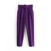 High Waist Slim Fit Casual Trousers for Women European American Style Cropped Length Belted Polyester Pants England Fashion_ecoleips.com