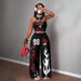 Women's Hip Hop Sportswear Set Sexy American Style Printed Vest Wide Leg Pants Casual Versatile Everyday Street Outfit For Spring/Autumn Summer_ecoleips.com