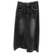 Women's High-Waisted Straight Denim Skirt with Frayed Edges Trendy Pear Shaped A-Line Bodycon Midi Skirt in Black Or Grey_ecoleips.com