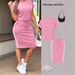Women's Summer Stylish Off-Shoulder T-Shirt And Bodycon Skirt 2-Piece Set Casual Slim Fit Polyester Pant Suit For Spring/Autumn_ecoleips.com