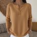 Women's Knitted Button V Neck Sweater Solid Color Autumn Winter Casual Fashion Cross Border European American New Style 2026 Christmas_ecoleips.com