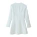 Stylish Button-Detail Dress For Women - Stand Collar, A-Line Silhouette, Stretchy Polyester, Streetwear Chic (S/M/L, White)_ecoleips.com