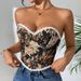 Sexy Fishbone Bra Retro Vest Cross Strapless Printed Tie-Up Top For Hot Girls Women's Clothing_ecoleips.com