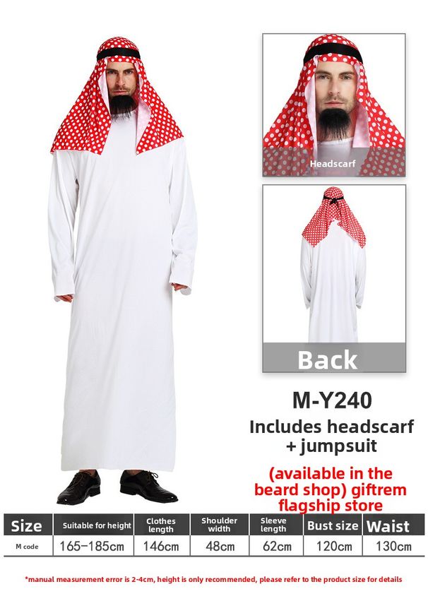 European And American Foreign Trade Party Middle East Dubai Prince Adult Male White Arabian Red Headscarf Performance_ecoleips.com