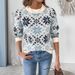 Nordic Snowflake Geometric Knit Sweater Oversized Loose Fit Long Sleeve Pullover For Autumn & Winter_ecoleips.com