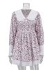 Tossy Ruffled Fashion Printed Mini Dress For Women V-Neck Patchwork Contrast Slim Long Sleeve Party Dress Female Bodycon Dress_ecoleips.com